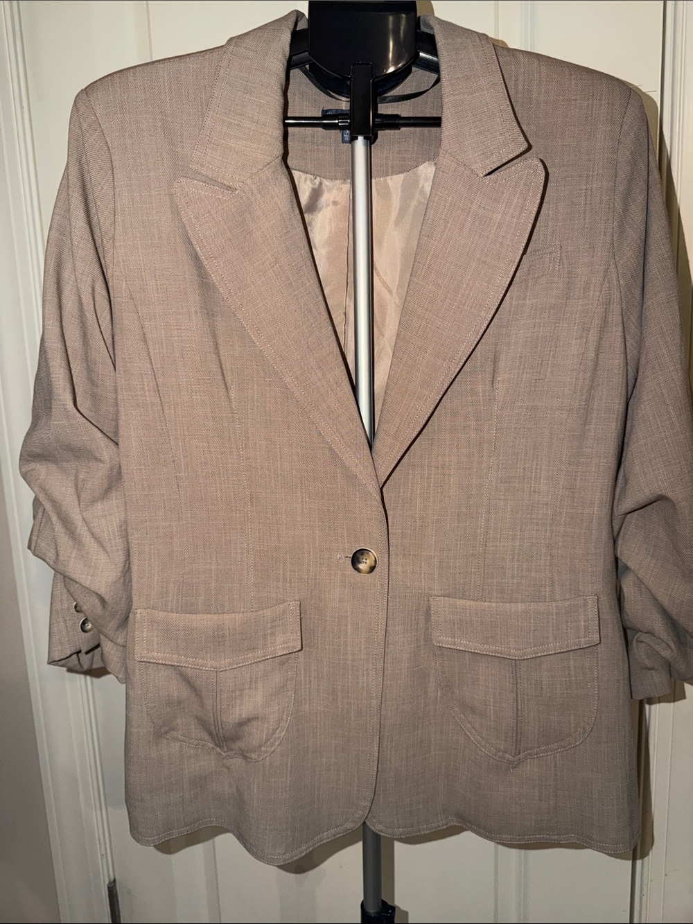 Woman’s Classic Taupe Blazer - Single Button Suit Jacket